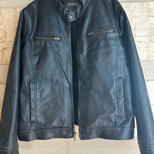 GUESS Men's Black Faux Leather Jacket